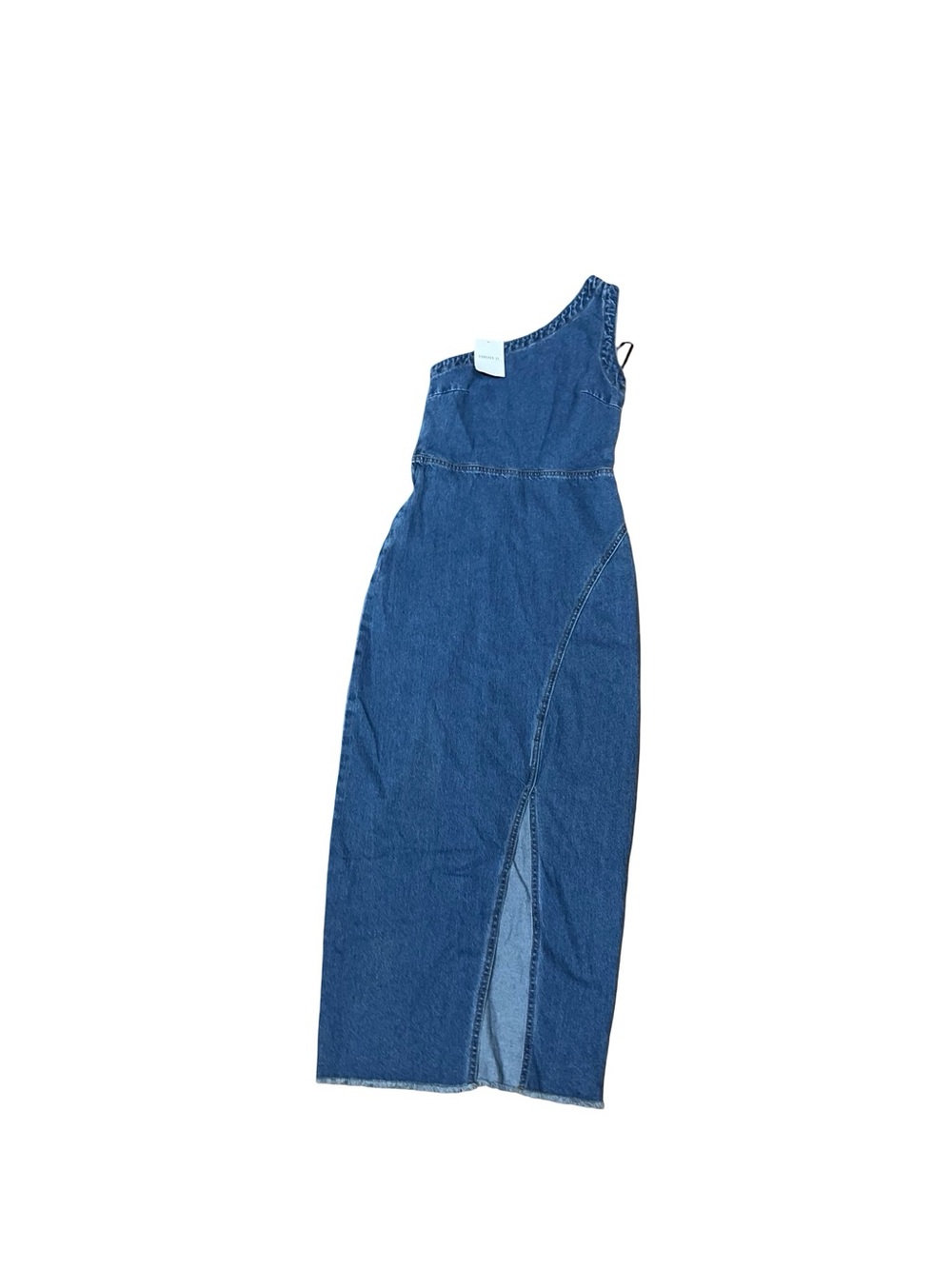 NWT Forever 21 Blue Jean Maxi Denim Dress One Shoulder Western Y2K Festival Sz S